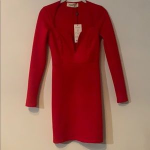 CLUB L LONDON | Red Long Sleeve Boned Detail Dress